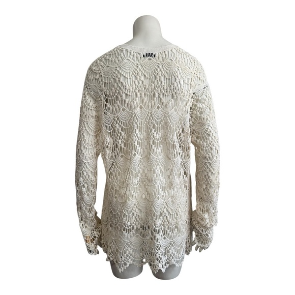Fashion Nova Ivory Cotton Crochet Lace Top Swim Coverup Women’s Small Medium - Picture 7 of 13